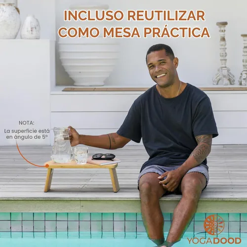 Vista 8 de Banco de meditación Yoga Dood - Taburete plegable de meditación de bambú