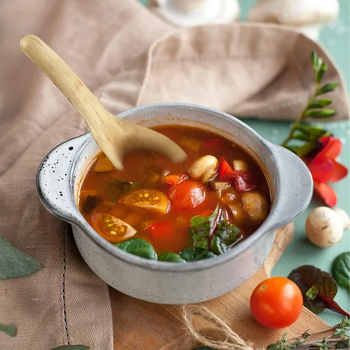 Vista 6 de BambooMN Cucharas de sopa china de hoja de bambú de 5.1 pulgadas, totalmente naturales desechables compostables para catering y uso doméstico, 100