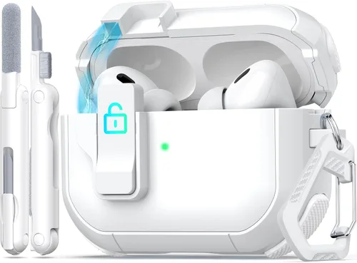 Vista 17 de Funda para AirPods de 4ª Generación, Diseño Transparente con Tapa Emergente Automática, Incluye Herramienta de Limpieza, Duradera y Resistente a