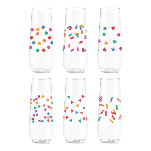 Vista 33 de TOSSWARE POP - Juego de 6 copas de champán con estampado de flauta de 9 onzas, de alta calidad, reciclables, irrompibles y de plástico transparente