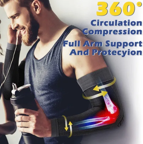 Vista 3 de beister Mangas de compresión para el brazo, soporte de codo, protección completa para hombres y mujeres (par)