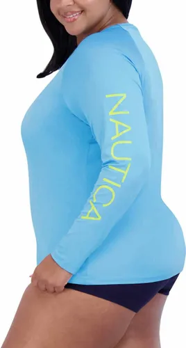 Vista 5 de Nautica Camiseta de natación de manga larga UPF 30+ para mujer, Azulclaro