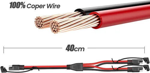 Vista 5 de Cable de conector automotriz de alimentación SAE CC de 10 AWG, divisor en Y, cable de extensión SAE 1 a 2, apto para conexión y transferencia