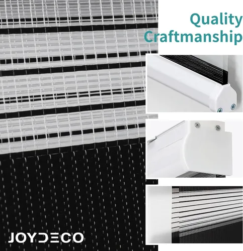 Vista 3 de Joydeco - Persianas cebra sin cordón, doble capa, parada libre, control de privacidad y luz para día/noche, translúcidas, para interior de ventanas