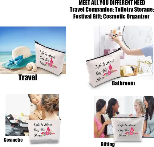 Vista 6 de JYTAPP Bolsa de maquillaje para amantes de los zapatos, bolsa de maquillaje de tacón alto, bolsa de cosméticos novedosa para mujer, mujer, niña