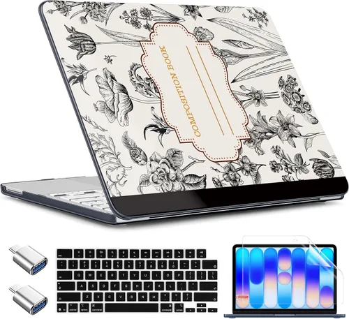 Vista 49 de TWOLSKOO Funda para MacBook Neo de 13 pulgadas 2026 A3404 A18 Pro Chip, funda rígida de plástico con adaptador tipo C, 2 fundas para cámara web