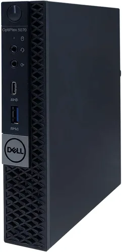 Vista 4 de Dell Computadora de escritorio Optiplex 5070 Micro MFF, Intel Core i5-9500T, 16 GB DDR4 RAM, 256 GB M.2 NVMe SSD, WiFi, BT, HDMI, cable teclado