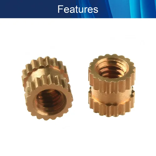 Vista 3 de Tuercas moleteadas de rosca hembra M2x3mm OD Tuercas de inserción roscadas de latón Tuercas de incrustación hidráulicas soldadas juntas Kit surtido