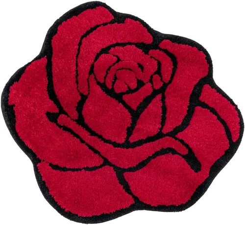 Vista 8 de Bonita alfombra de baño rosa para baño, antideslizante, absorbente, con forma de flor, alfombra de ducha esponjosa, decoración floral, alfombra