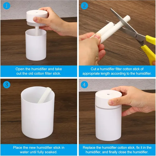 Vista 5 de PATIKIL Varillas de filtro de algodón humidificador, 20 piezas de repuesto de mechas de filtro para mini humidificadores USB, difusor portátil