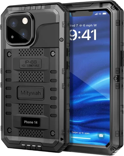 Vista 108 de Mitywah Funda impermeable para iPhone 7/iPhone 8 / iPhone SE 2020, funda de metal resistente de grado militar, protección de cuerpo completo