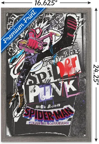 Vista 3 de Marvel Spider-Man: Across The Spider-Verse - Póster de pared de una hoja de Spider-Punk, 22.4 pulgadas de largo x 14.7 pulgadas de ancho, versión