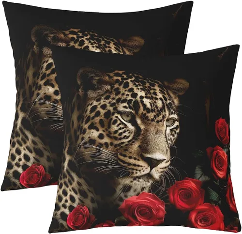Vista 12 de Juego de 2 fundas de almohada rosas de 16 x 16 pulgadas, fundas de almohada suaves con flores florales de rosas para sala de estar, dormitorio