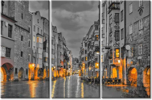 Vista 49 de TUMOVO 3 paneles de paisaje urbano en blanco y negro de Estados Unidos, arte de pared, famoso puente Golden Gate, San Francisco por la noche