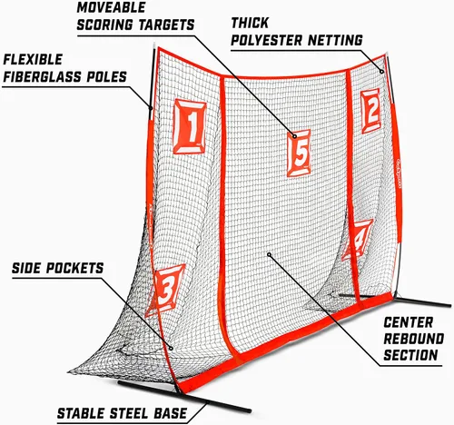 Vista 5 de GoSports Strike Net - Portería de entrenamiento de fútbol – Entrenador de red de tiro para todos los niveles de habilidad – 12 pies x 8 pies o 18