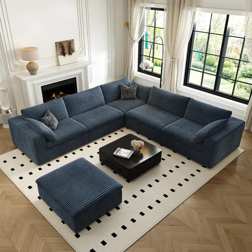 Vista 40 de LoveSeat Cloud Couch Sofá Seccional Modular para Sala de Estar, Sofá Moderno con Asiento Profundo, Sofá de 2 Plazas Sin Huesos con Otomana, Cómodos