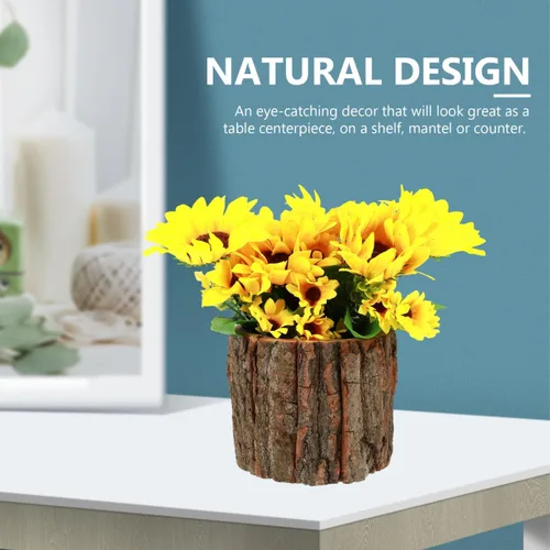 Vista 9 de HANABASS Maceta de madera para flores, 3 piezas, contenedor de madera rústica, cubo de corteza de madera, soporte para arreglos florales, maceta
