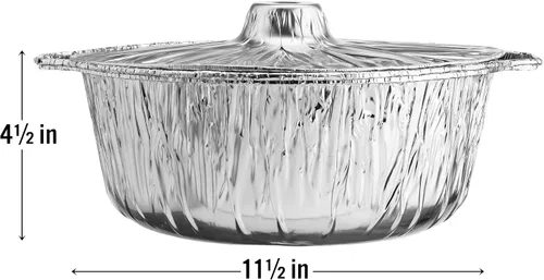 Vista 2 de Macetas desechables de aluminio con tapas, grandes, 5.5 cuartos de galón, paquete de 1 maceta desechable de aluminio