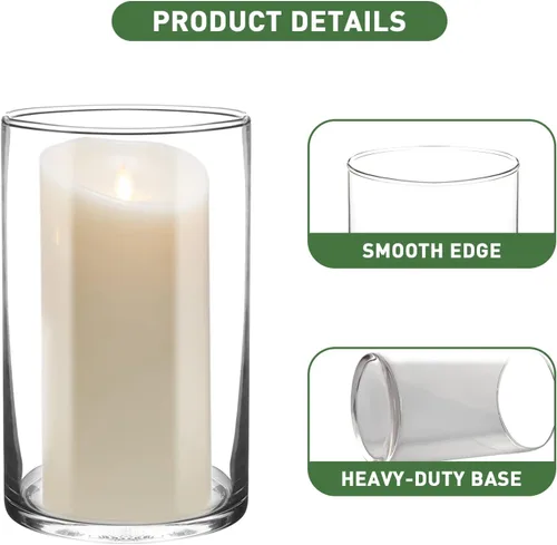 Vista 3 de Jarrón cilíndrico de vidrio de 6 pulgadas de alto para centros de mesa, juego de 6 Clear Glass Vases Bulk for Flowers Decor,Floating