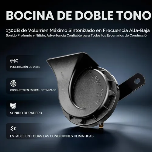 Vista 2 de Bocina de coche de 12 V, paquete de 4, bocina eléctrica súper fuerte negro (4 Pcs Black Car Horn)