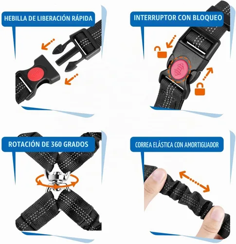 Vista 2 de Lukovee Cinturón de seguridad doble para perro, nuevo cinturón de seguridad doble para reposacabezas de automóvil, sin enredos, correa para perro