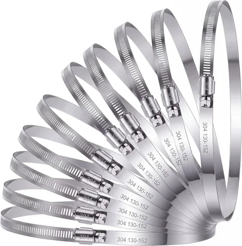 Vista 12 de Boao 4 abrazaderas ajustables de acero inoxidable 304 para conductos de 4 pulgadas, abrazadera de manguera de engranaje helicoidal para tubería