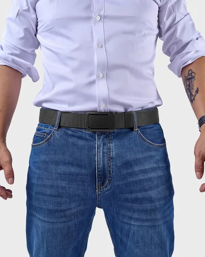 Vista 7 de EZL Ratchet Tactical Belt for Men, 1.5" Nylon Web Duty Belt with Automatic Slide Buckle, Adjustable Trim to Fit