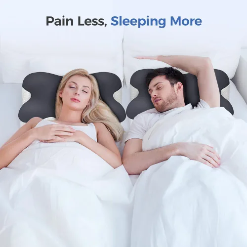 Vista 8 de Almohada cervical para aliviar el dolor de cuello, almohada cervical de espuma viscoelástica para dormir, almohada ortopédica de apoyo