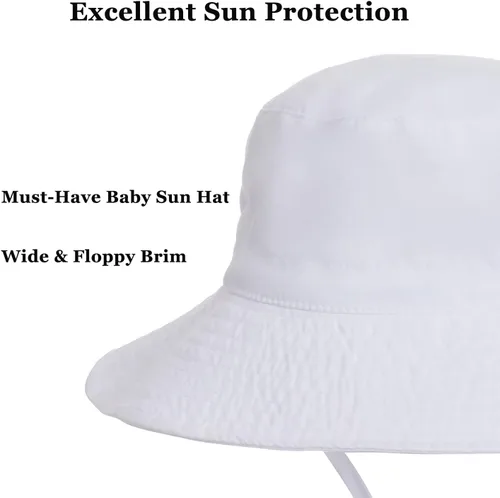 Vista 5 de Sombrero de sol para bebé de verano UPF 50+, sombrero de pescador de ala ancha, sombreros de playa para bebés niños y niñas de 0 a 6 años