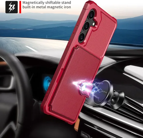 Vista 44 de Funda para Samsung Galaxy S21 Ultra con tarjetero, compatible con soporte magnético para automóvil, resistente a los golpes, resistente, suave, TPU