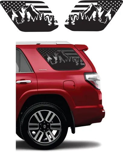 Vista 8 de Compatible con Toyota 4Runner (2010-2024) Calcomanías precortadas para ventana de escena de montaña del bosque al aire libre Fabricado