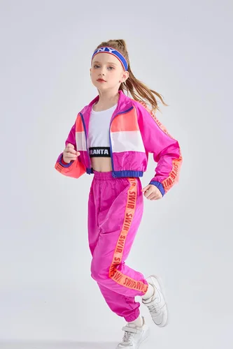 Vista 2 de Conjunto de ropa de baile para niñas, disfraz moderno de equipo de jazz de hip hop, conjuntos de ropa de baile para niñas