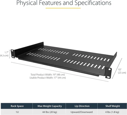 Vista 5 de StarTech Estante para servidores de 1U y 6U de montaje en pared para equipos de red, 14 pulgadas de profundidad, soporte de panel de conexión de 19