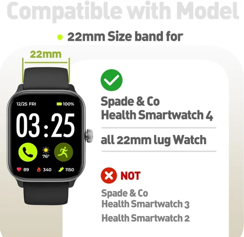 Vista 2 de LYSANDRA Correa magnética compatible con Spade & Co Health Smartwatch 4, correa magnética fuerte deportiva de silicona para Spade Co Health