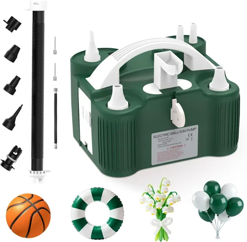 Vista 12 de AXHJ Bomba eléctrica para globos, bomba eléctrica portátil de globo de aire de doble boquilla, inflador de globos para decoraciones de fiestas