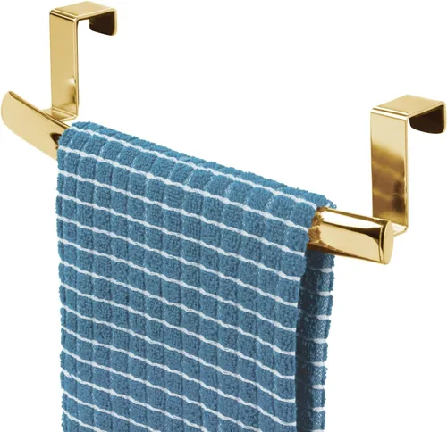 Vista 11 de mDesign - Barra de toallas curva de acero para colgar sobre la puerta, colgador para armario o armario, soporte de almacenamiento para cocina, baño