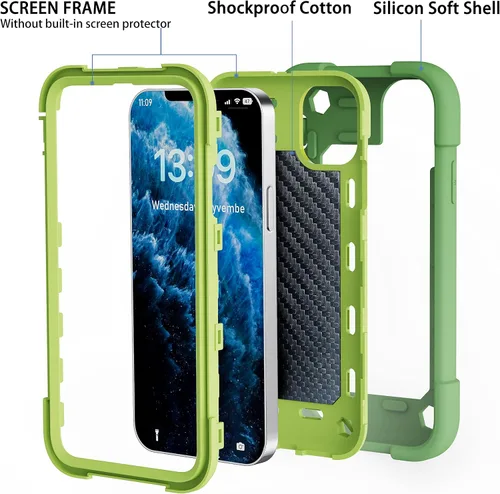 Vista 4 de Funda para iPhone 11 de 6.1 pulgadas con soporte de anillo, con 2 protectores de pantalla de vidrio, resistente a los golpes, resistente a