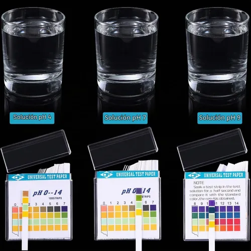 Vista 4 de Hicarer 200 tiras de plástico para prueba de pH, pH universal 0-14, papel de prueba de tornasol con estuche de almacenamiento para agua, líquido