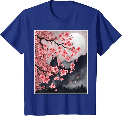 Vista 50 de Sakura - Camiseta japonesa de cerezo en flor japonesa, Negro, S