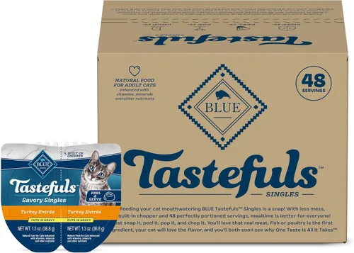 Vista 12 de Blue Buffalo Tastefuls Savory Singles - Paquete variado de comida húmeda para gatos en salsa, bandejas de 2.6 onzas, entreé de pollo y pavo