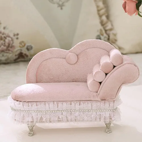 Vista 2 de Felite Fnn Joyero de franela de encaje, vitrina de armario vintage, organizador de joyas con diseño de sofá y cama