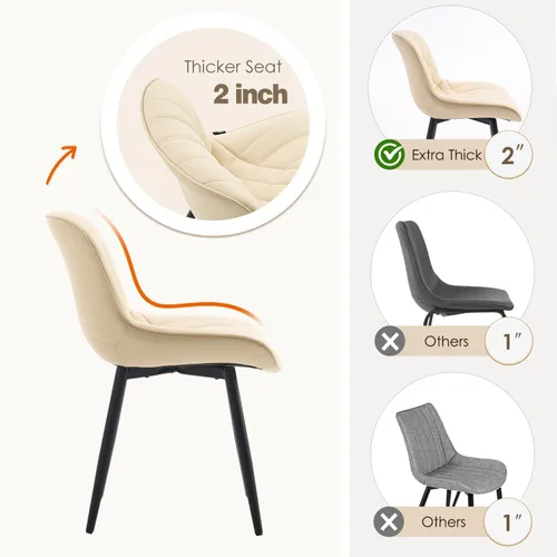 Vista 4 de YOUNUOKE Juego de 2 Sillas de Comedor de Mediados de Siglo Modernas Silla de Cocina Cómodas Sillas Tapizadas de Cuero Sintético Sillas de Cena