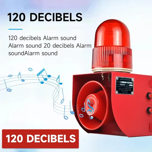 Vista 3 de Y DIANS Timeable Alarm Siren Outdoor or Indoor 120dB Emergency Siren 25W Security Alarm Systerm with Timer, LED Strobe Light for Industry Mine