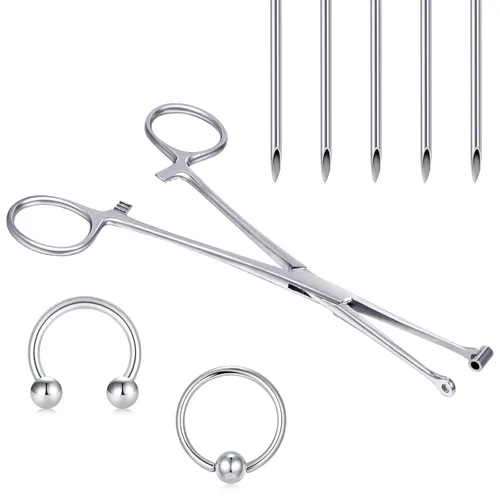 Vista 13 de DJCIW Abrazaderas de piercing para tabique, alicates de perforación de acero inoxidable quirúrgico de 6 pulgadas, herramientas de perforación
