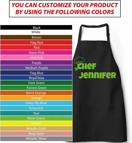 Vista 4 de Delantales Personalizados para Mujer y Hombre, Delantal de Chef Personalizado, Delantal de Cocina Personalizado con Bolsillos, Delantales para Asar
