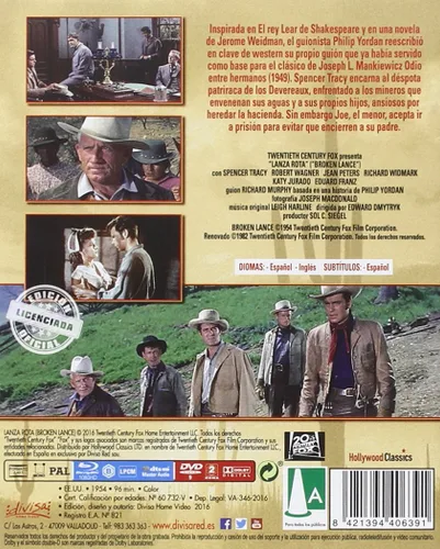 Vista 2 de Broken Lance (1954) (Blu-Ray & DVD Combo) Blu-Ray, Reg.ABC Import - Spain