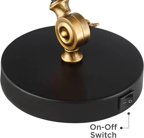 Vista 6 de 360 Lighting Gilmore - Lámpara de escritorio pequeña de 20 pulgadas, USB, ajustable, color negro y dorado rústico Puertos USB A+C Carga Industrial
