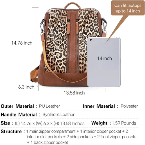 Vista 11 de CLUCI - Mochila de cuero para mujer, convertible, grande, para viajar, de diseñadora, moda, casual, bolso de hombro universitario