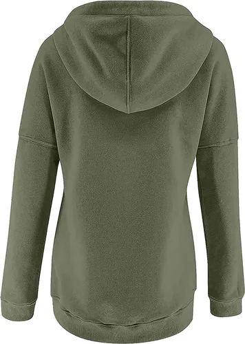 Vista 50 de Sudaderas con capucha para mujer, con cuello de botón, sin botones, con cordón, manga larga, lindas, ropa para adolescentes y niñas