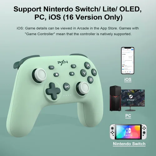 Vista 5 de PXN Wireless Switch Controller for Nintendo Switch Lite OLED iOS 16 Version Only with APP NFC Turbo Screenshot Gyro Axis Vibration Programmable